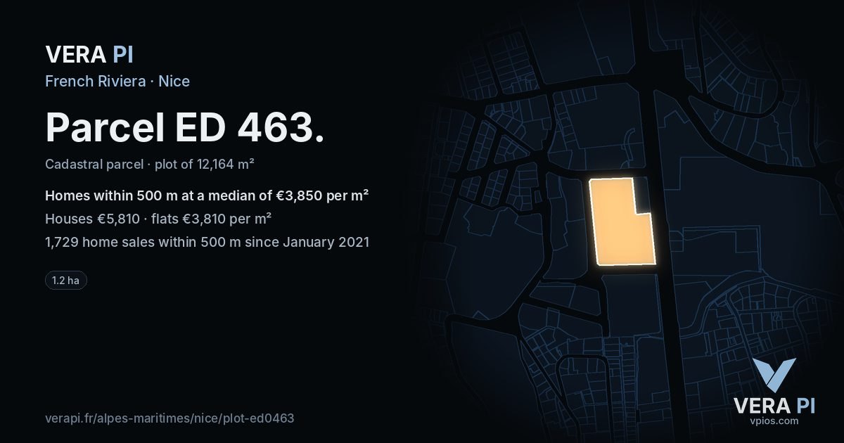 Parcel ED 463, Nice at night – the plot lit, the parcels around coloured by the prices near them
