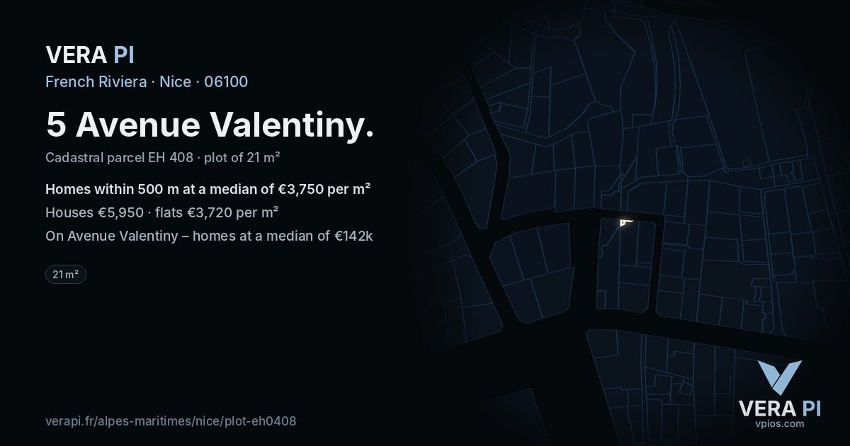 5 Avenue Valentiny, Nice at night – the plot lit, the parcels around coloured by the prices near them