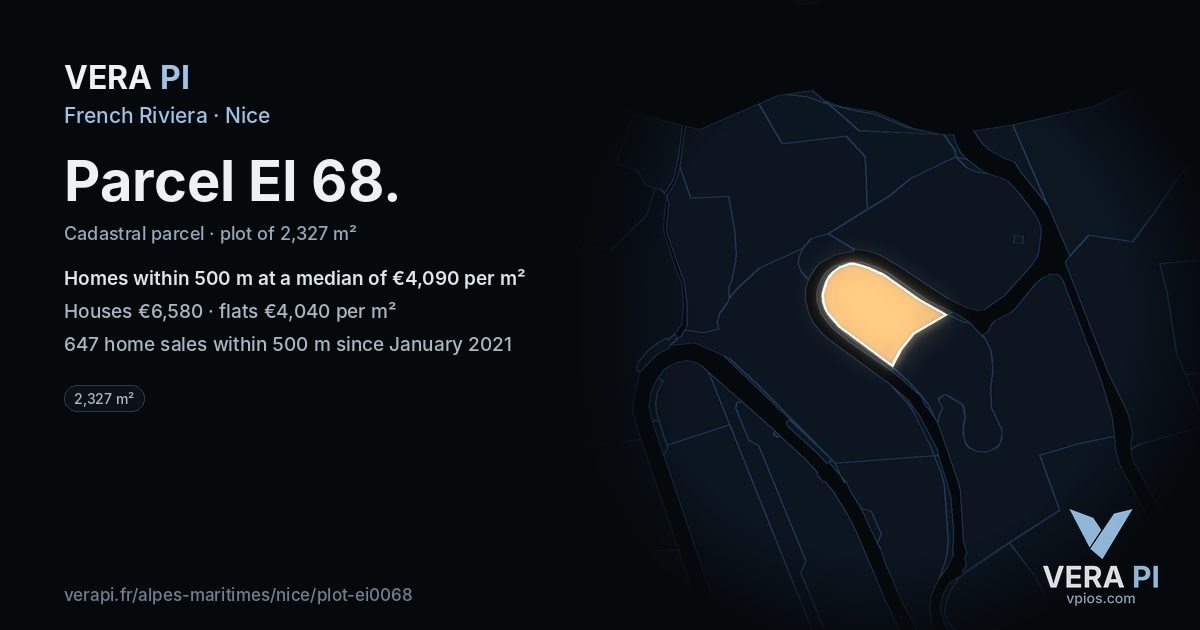 Parcel EI 68, Nice at night – the plot lit, the parcels around coloured by the prices near them