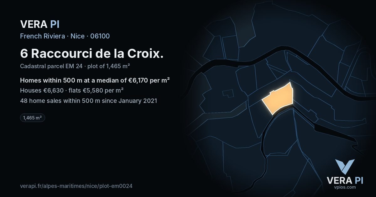 6 Raccourci de la Croix, Nice at night – the plot lit, the parcels around coloured by the prices near them