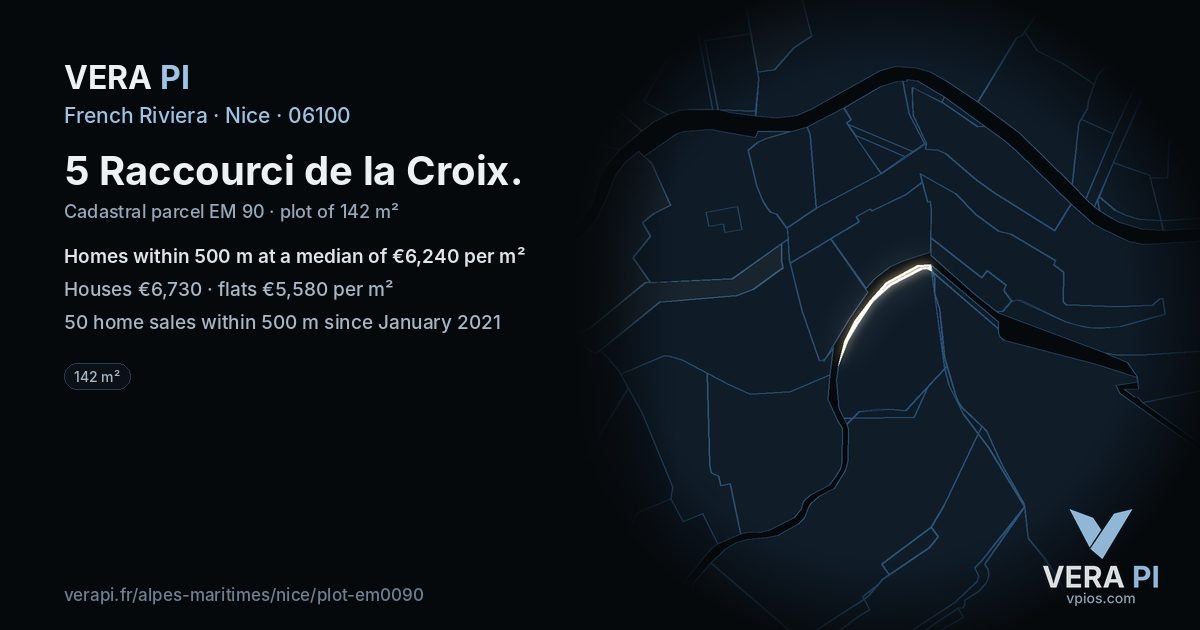 5 Raccourci de la Croix, Nice at night – the plot lit, the parcels around coloured by the prices near them