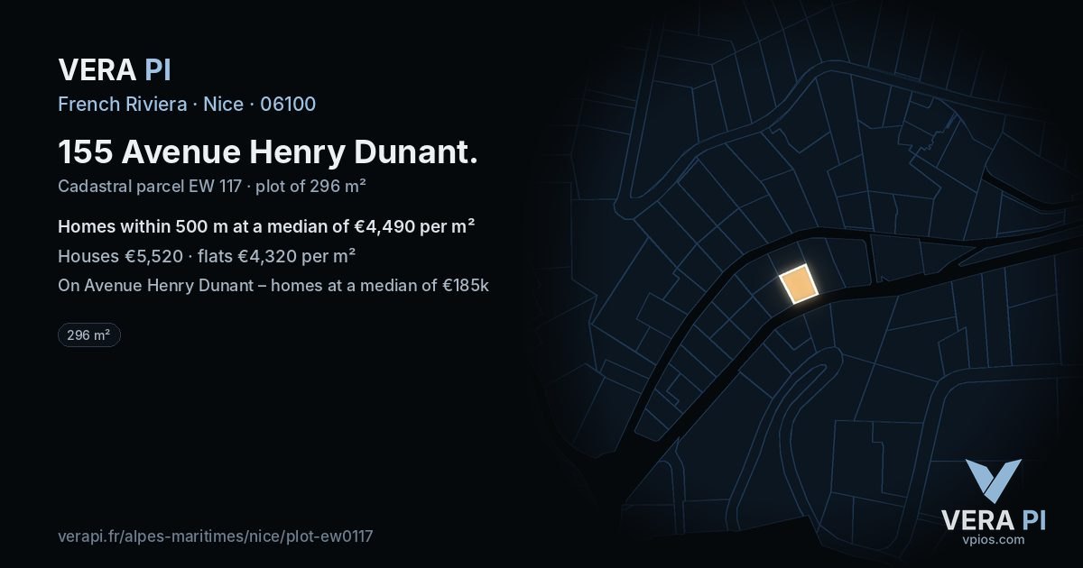 155 Avenue Henry Dunant, Nice at night – the plot lit, the parcels around coloured by the prices near them
