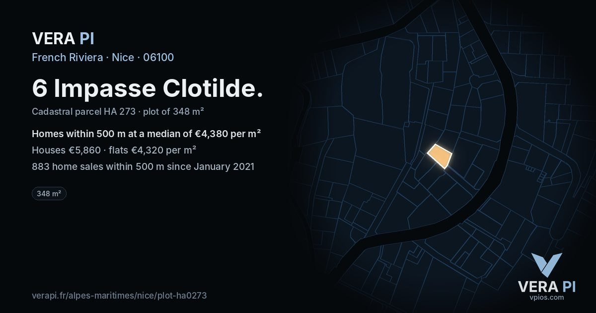 6 Impasse Clotilde, Nice at night – the plot lit, the parcels around coloured by the prices near them