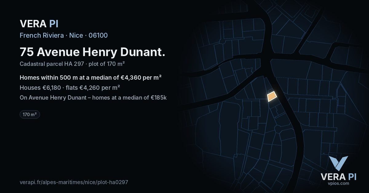 75 Avenue Henry Dunant, Nice at night – the plot lit, the parcels around coloured by the prices near them