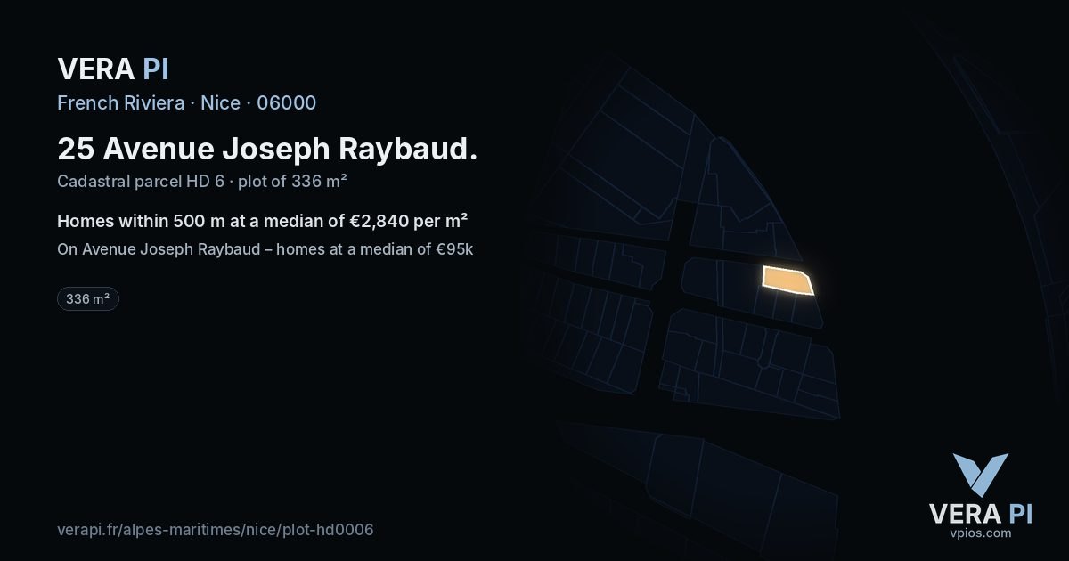 25 Avenue Joseph Raybaud, Nice at night – the plot lit, the parcels around coloured by the prices near them