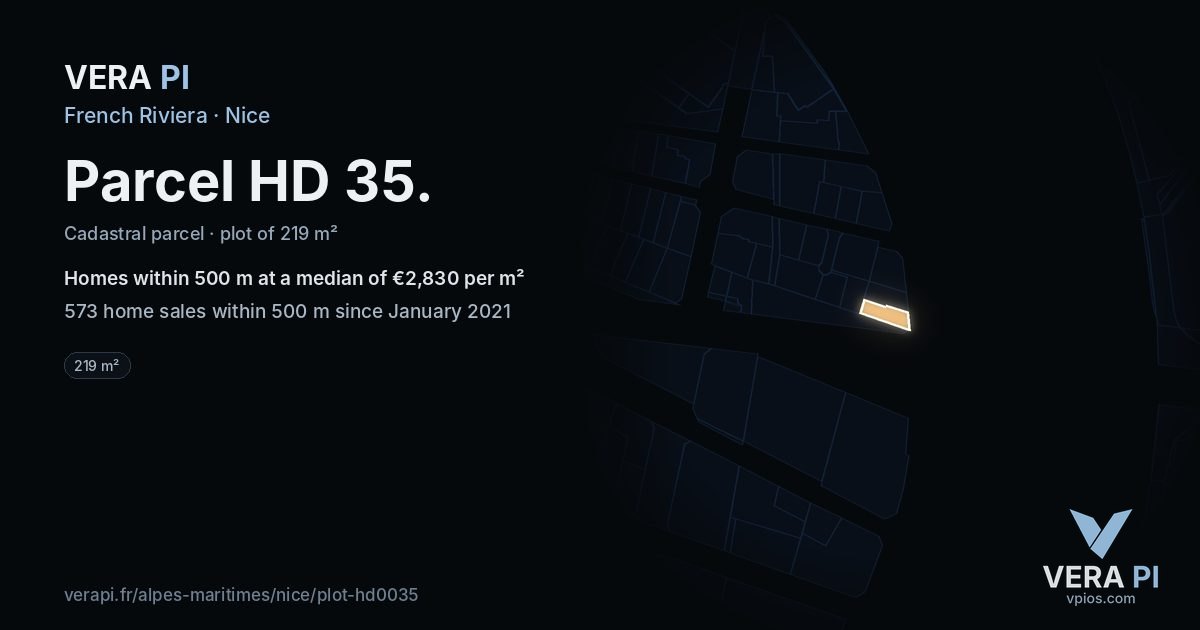 Parcel HD 35, Nice at night – the plot lit, the parcels around coloured by the prices near them