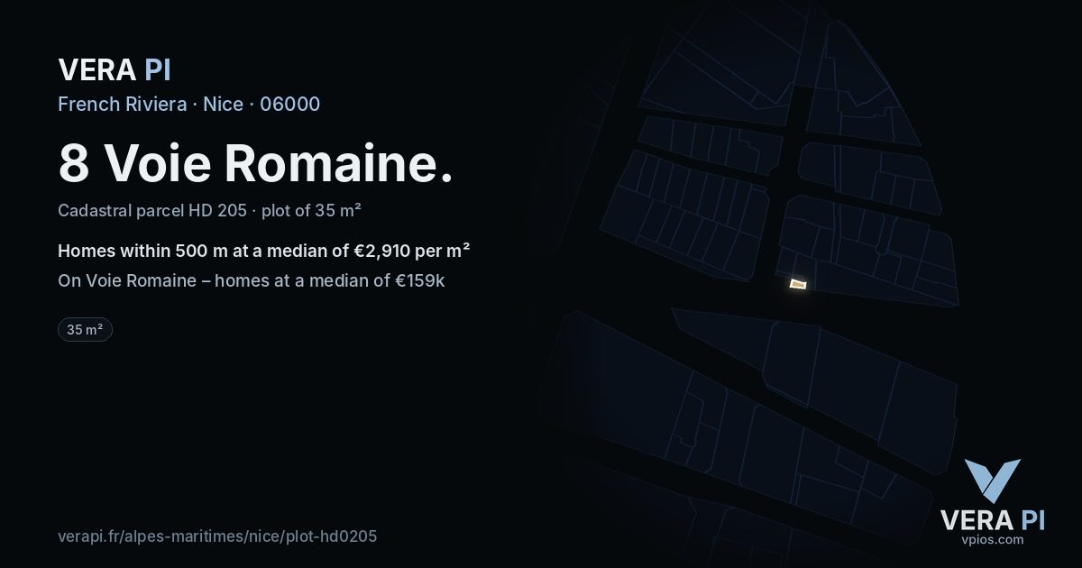 8 Voie Romaine, Nice at night – the plot lit, the parcels around coloured by the prices near them