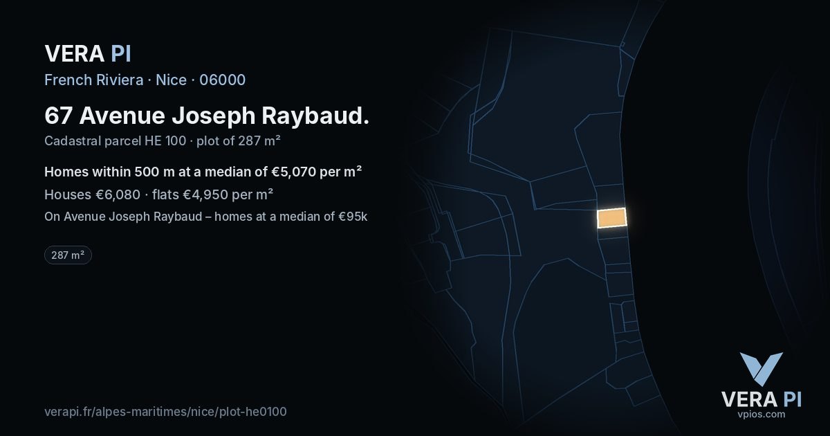 67 Avenue Joseph Raybaud, Nice at night – the plot lit, the parcels around coloured by the prices near them