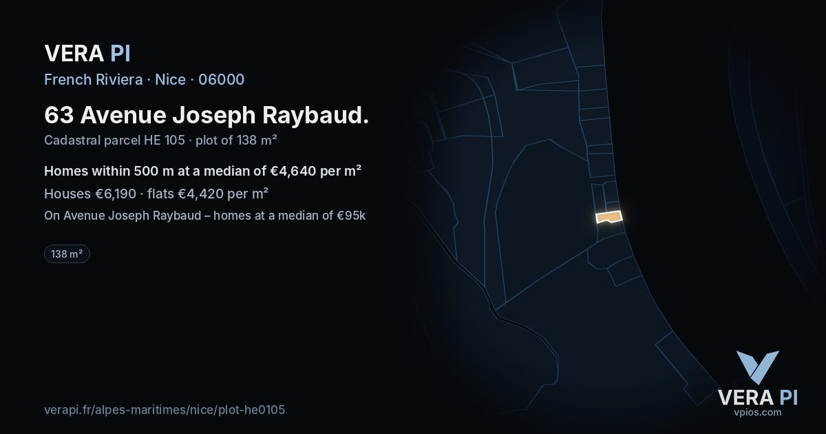 63 Avenue Joseph Raybaud, Nice at night – the plot lit, the parcels around coloured by the prices near them