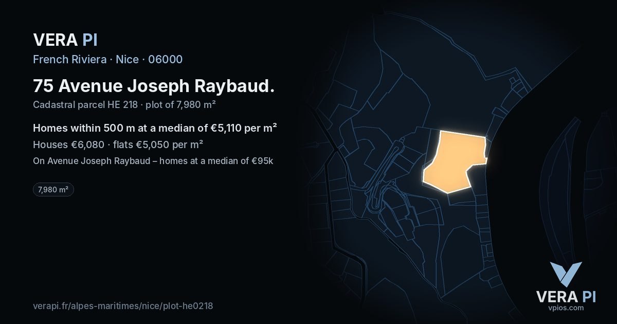 75 Avenue Joseph Raybaud, Nice at night – the plot lit, the parcels around coloured by the prices near them