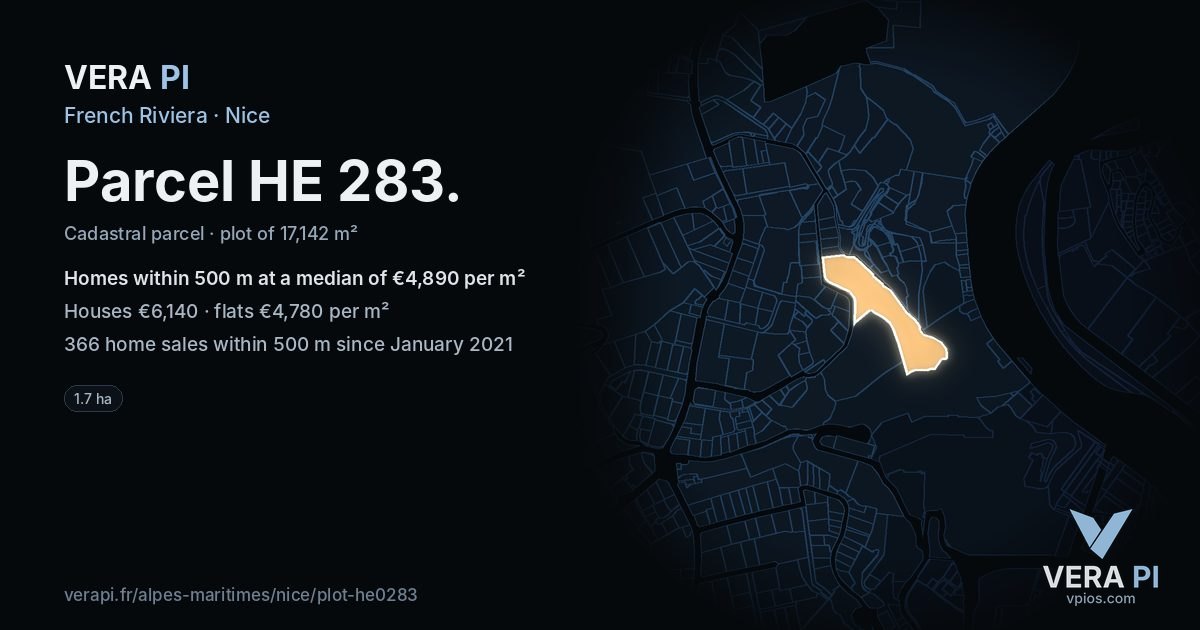 Parcel HE 283, Nice at night – the plot lit, the parcels around coloured by the prices near them