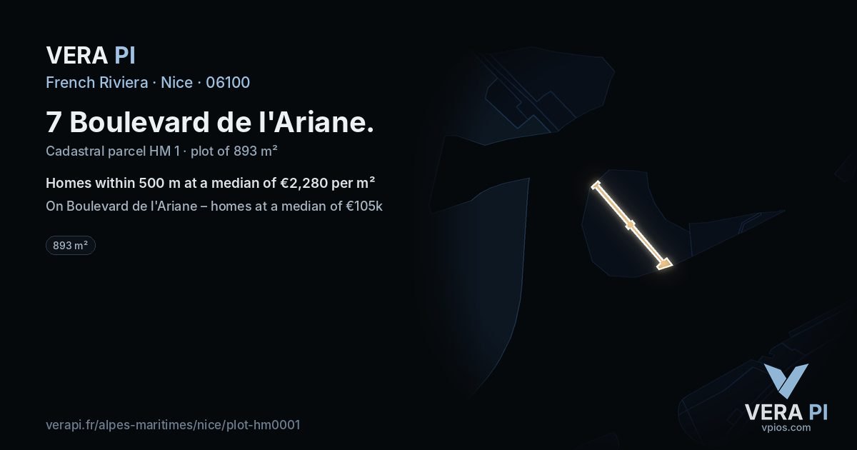 7 Boulevard de l'Ariane, Nice at night – the plot lit, the parcels around coloured by the prices near them