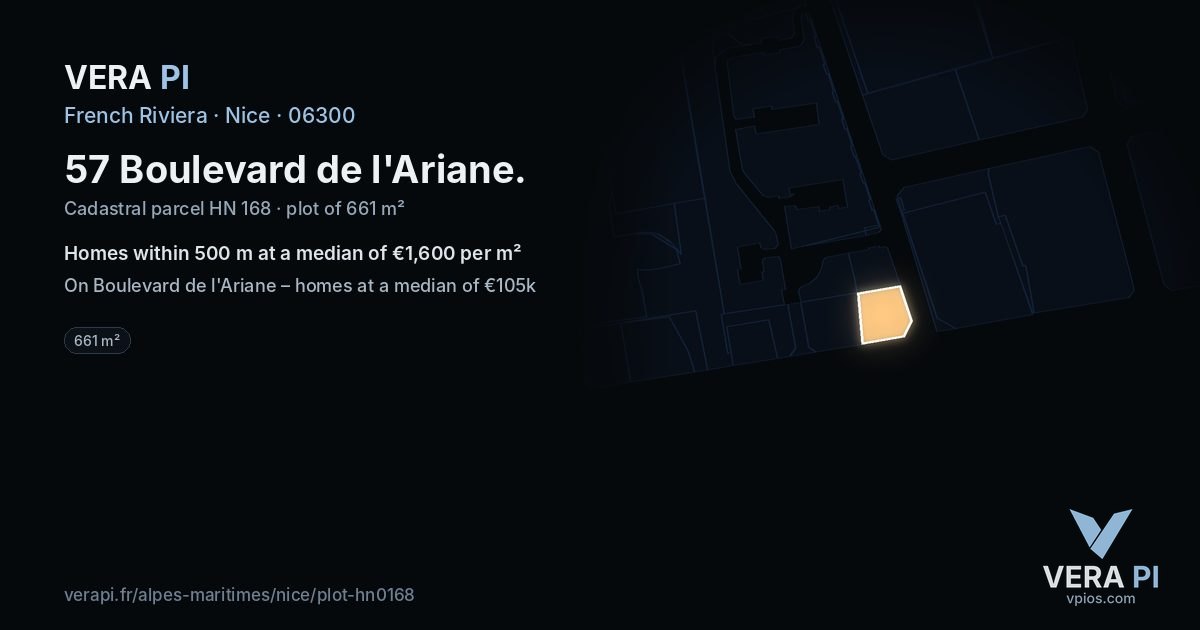 57 Boulevard de l'Ariane, Nice at night – the plot lit, the parcels around coloured by the prices near them