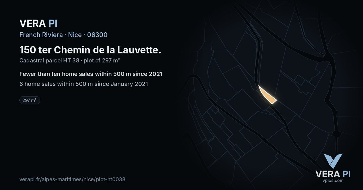 150 ter Chemin de la Lauvette, Nice at night – the plot lit, the parcels around coloured by the prices near them