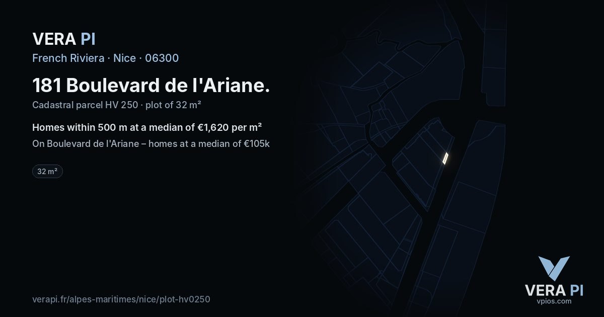 181 Boulevard de l'Ariane, Nice at night – the plot lit, the parcels around coloured by the prices near them