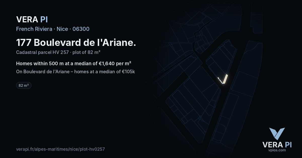 177 Boulevard de l'Ariane, Nice at night – the plot lit, the parcels around coloured by the prices near them