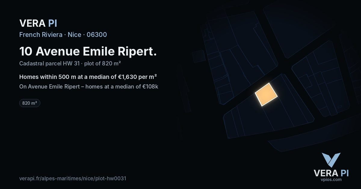 10 Avenue Emile Ripert, Nice at night – the plot lit, the parcels around coloured by the prices near them