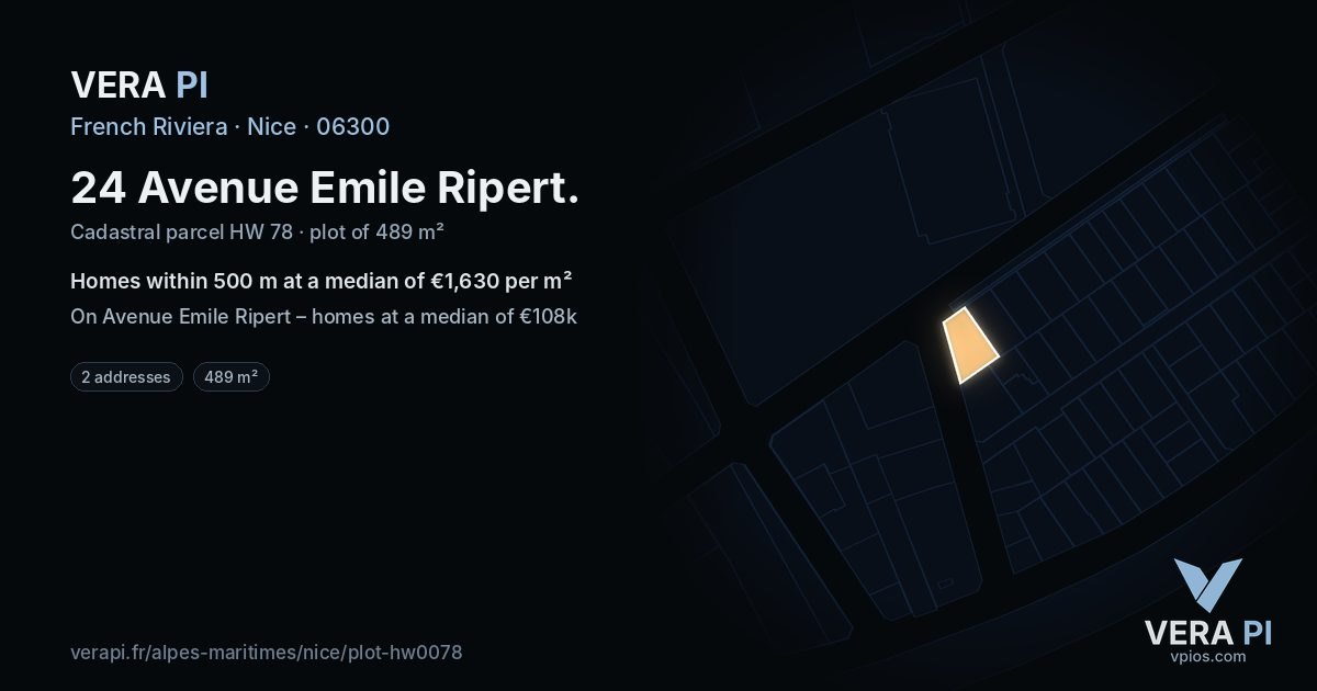24 Avenue Emile Ripert, Nice at night – the plot lit, the parcels around coloured by the prices near them