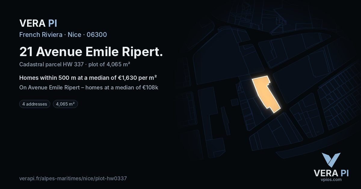 21 Avenue Emile Ripert, Nice at night – the plot lit, the parcels around coloured by the prices near them