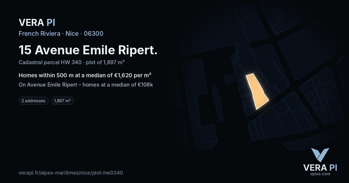 15 Avenue Emile Ripert, Nice at night – the plot lit, the parcels around coloured by the prices near them