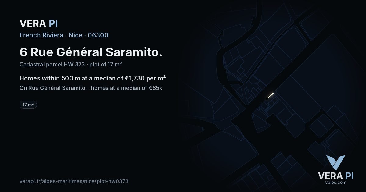 6 Rue Général Saramito, Nice at night – the plot lit, the parcels around coloured by the prices near them