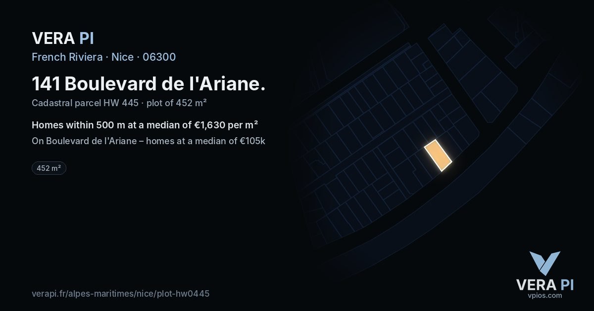 141 Boulevard de l'Ariane, Nice at night – the plot lit, the parcels around coloured by the prices near them