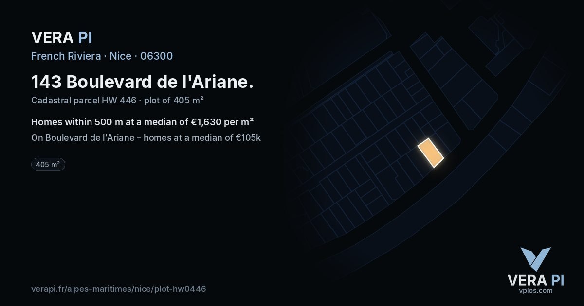 143 Boulevard de l'Ariane, Nice at night – the plot lit, the parcels around coloured by the prices near them