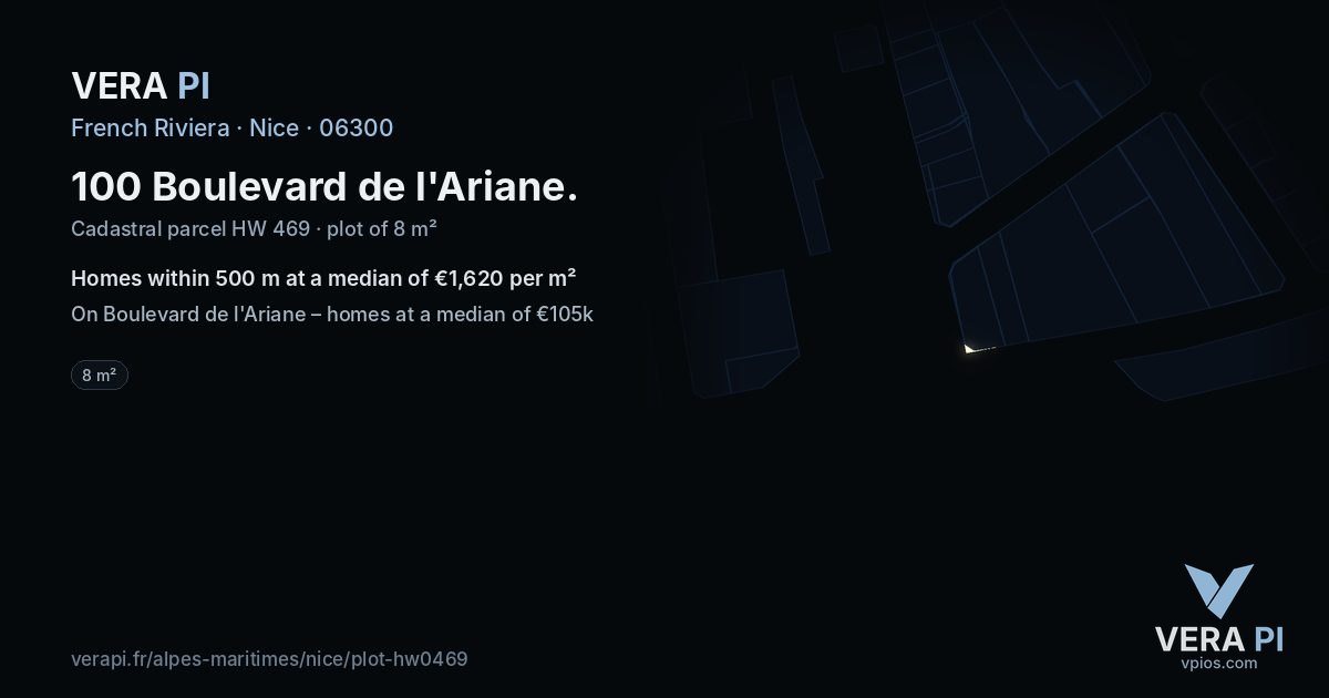 100 Boulevard de l'Ariane, Nice at night – the plot lit, the parcels around coloured by the prices near them