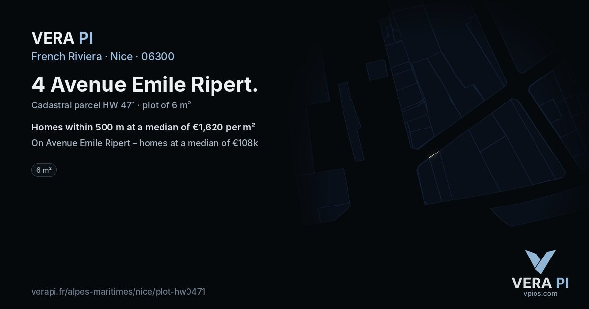 4 Avenue Emile Ripert, Nice at night – the plot lit, the parcels around coloured by the prices near them