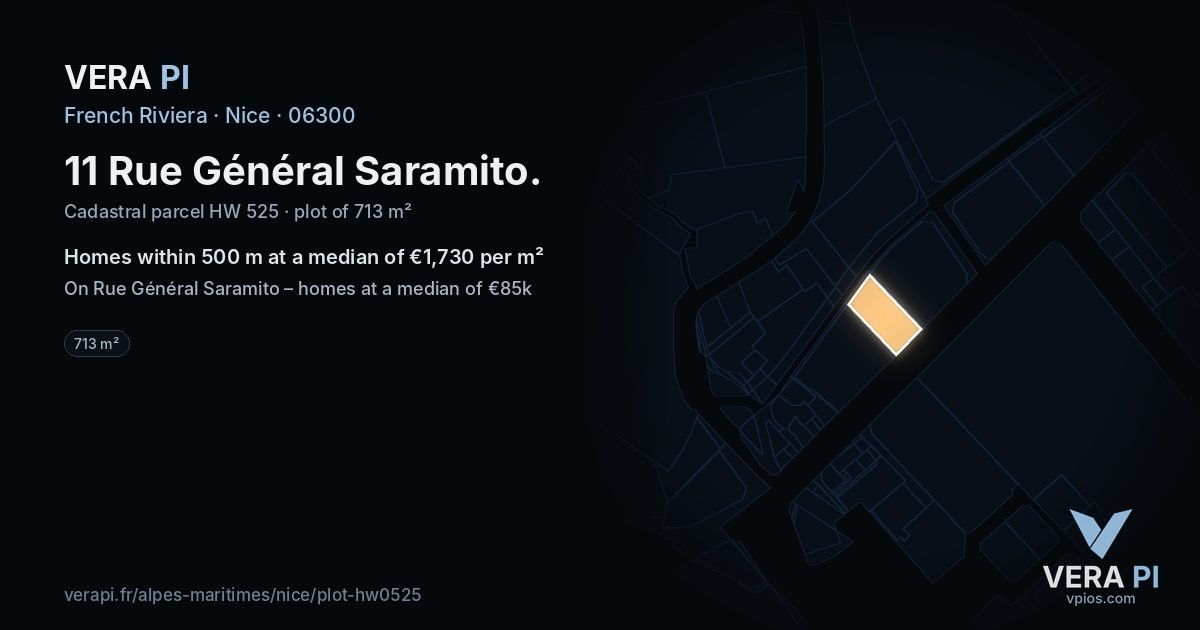 11 Rue Général Saramito, Nice at night – the plot lit, the parcels around coloured by the prices near them
