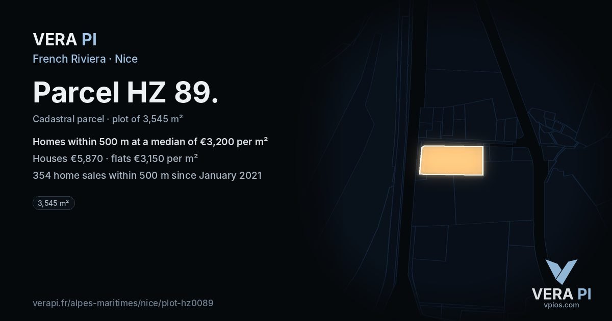 Parcel HZ 89, Nice at night – the plot lit, the parcels around coloured by the prices near them