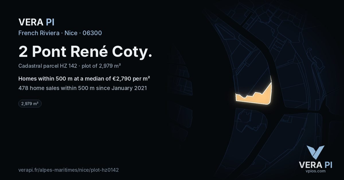 2 Pont René Coty, Nice at night – the plot lit, the parcels around coloured by the prices near them
