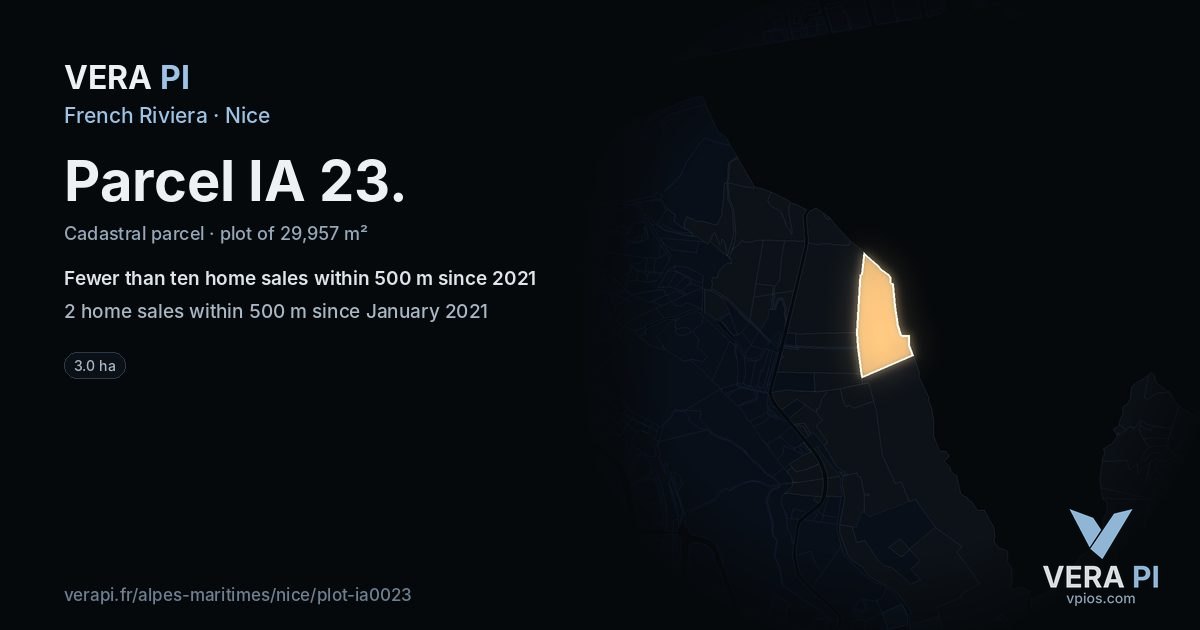 Parcel IA 23, Nice at night – the plot lit, the parcels around coloured by the prices near them