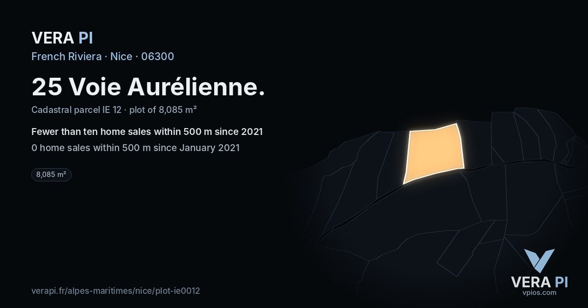25 Voie Aurélienne, Nice at night – the plot lit, the parcels around coloured by the prices near them