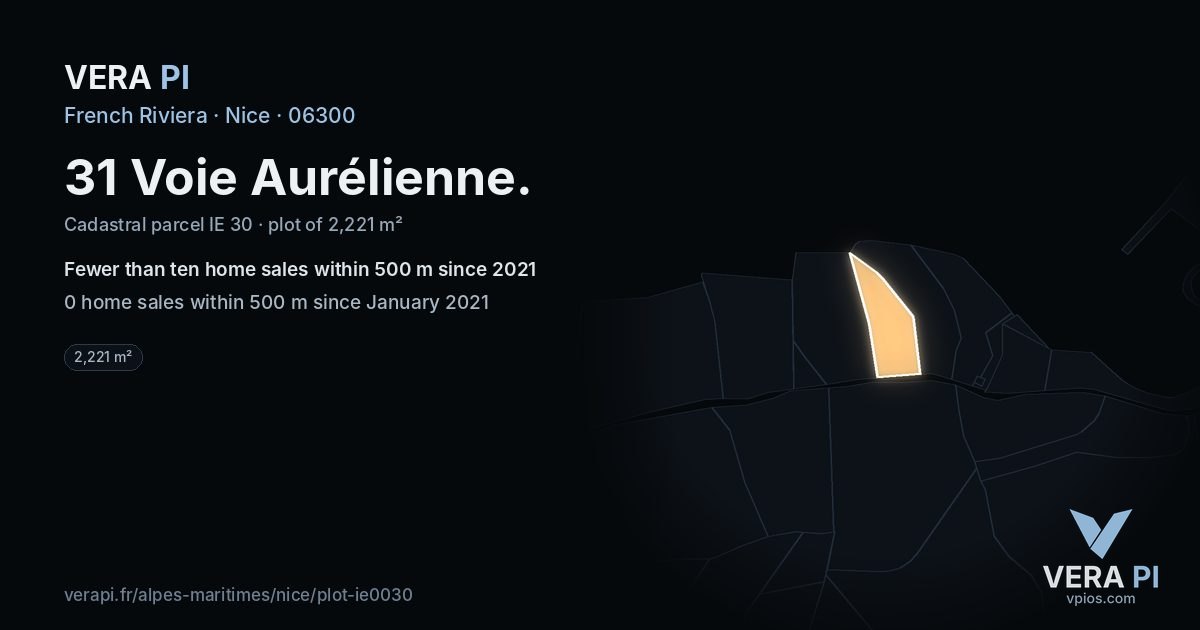 31 Voie Aurélienne, Nice at night – the plot lit, the parcels around coloured by the prices near them