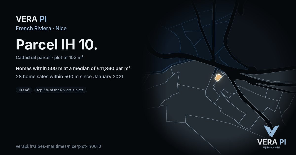 Parcel IH 10, Nice at night – the plot lit, the parcels around coloured by the prices near them