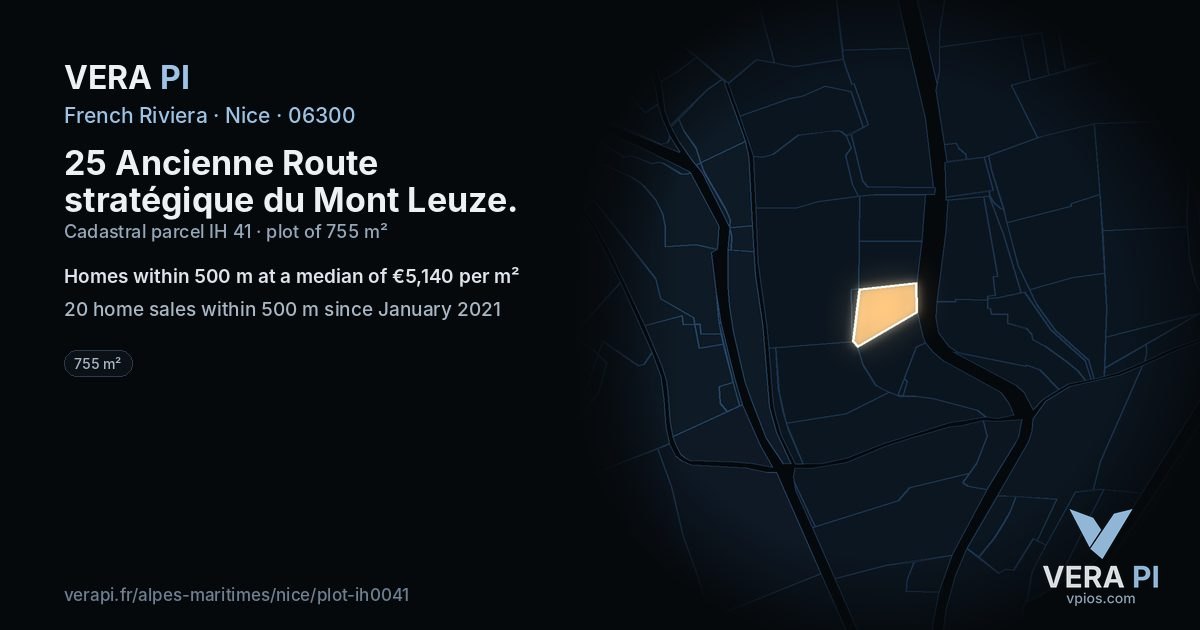 25 Ancienne Route stratégique du Mont Leuze, Nice at night – the plot lit, the parcels around coloured by the prices near them