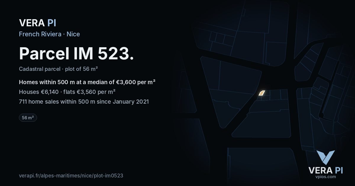Parcel IM 523, Nice at night – the plot lit, the parcels around coloured by the prices near them