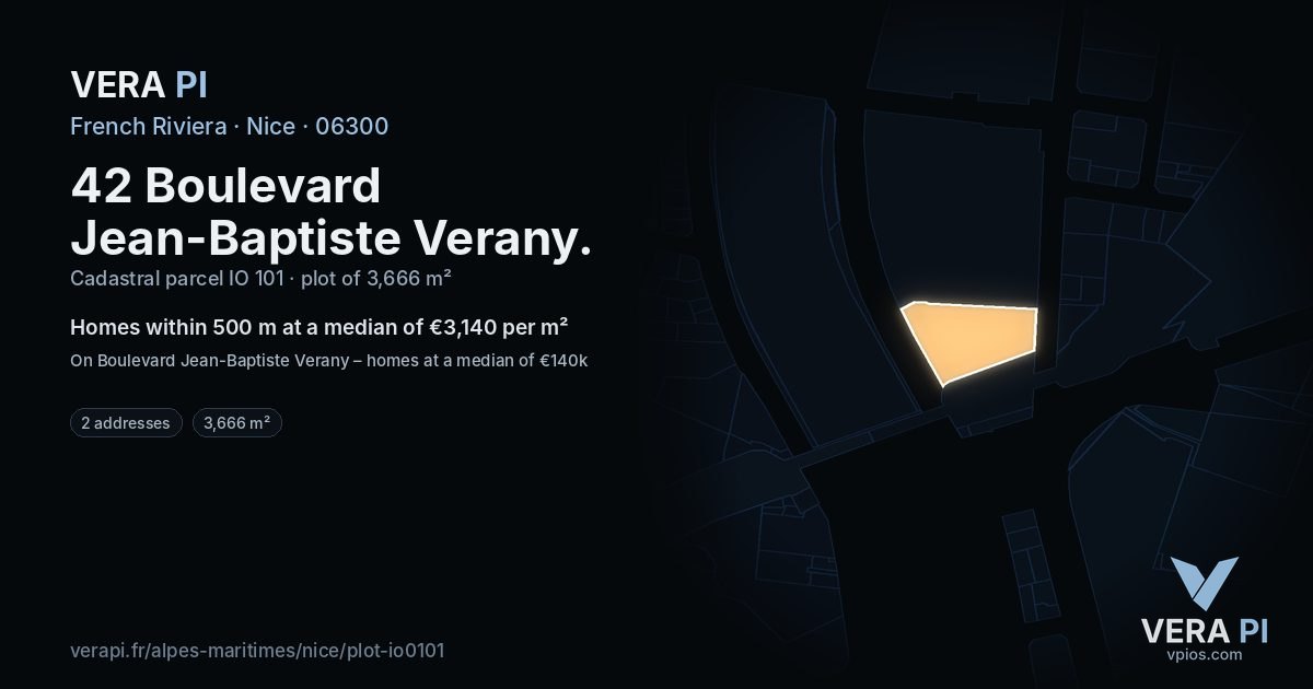 42 Boulevard Jean-Baptiste Verany, Nice at night – the plot lit, the parcels around coloured by the prices near them