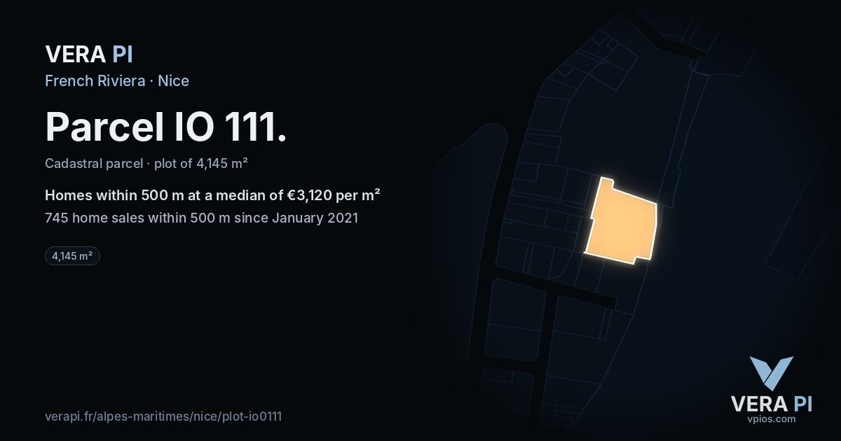 Parcel IO 111, Nice at night – the plot lit, the parcels around coloured by the prices near them