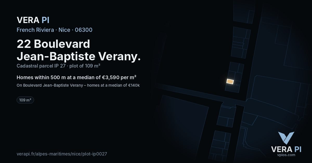 22 Boulevard Jean-Baptiste Verany, Nice at night – the plot lit, the parcels around coloured by the prices near them
