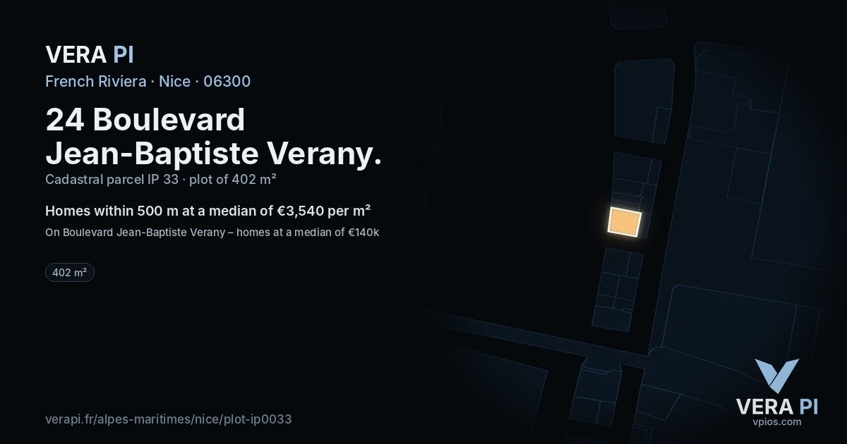 24 Boulevard Jean-Baptiste Verany, Nice at night – the plot lit, the parcels around coloured by the prices near them