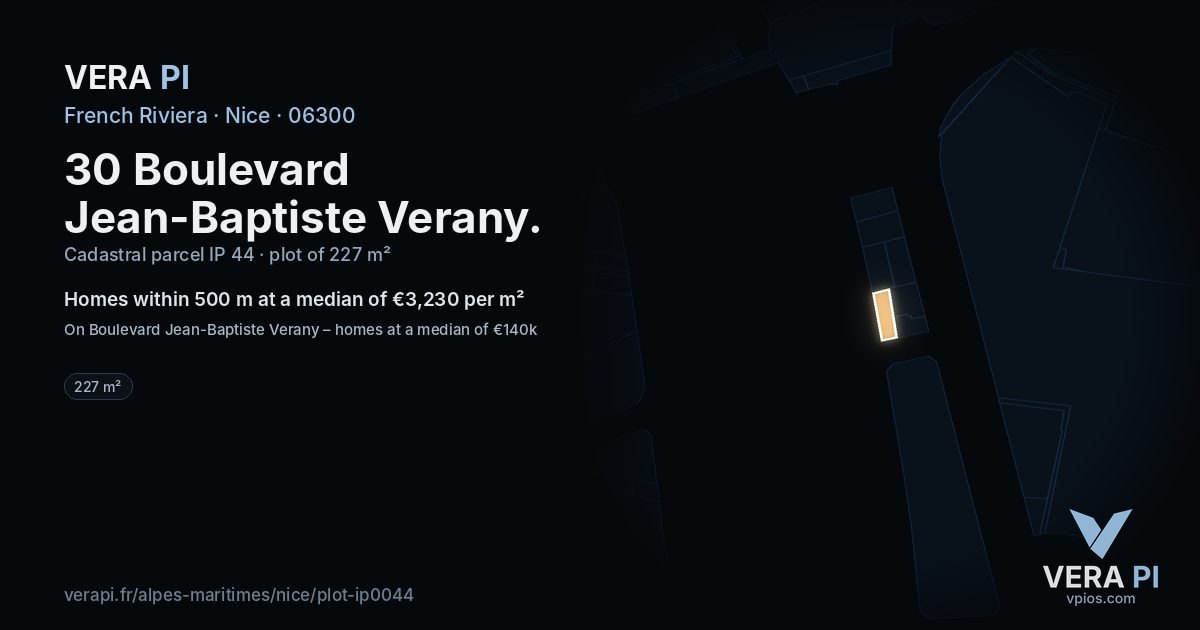 30 Boulevard Jean-Baptiste Verany, Nice at night – the plot lit, the parcels around coloured by the prices near them