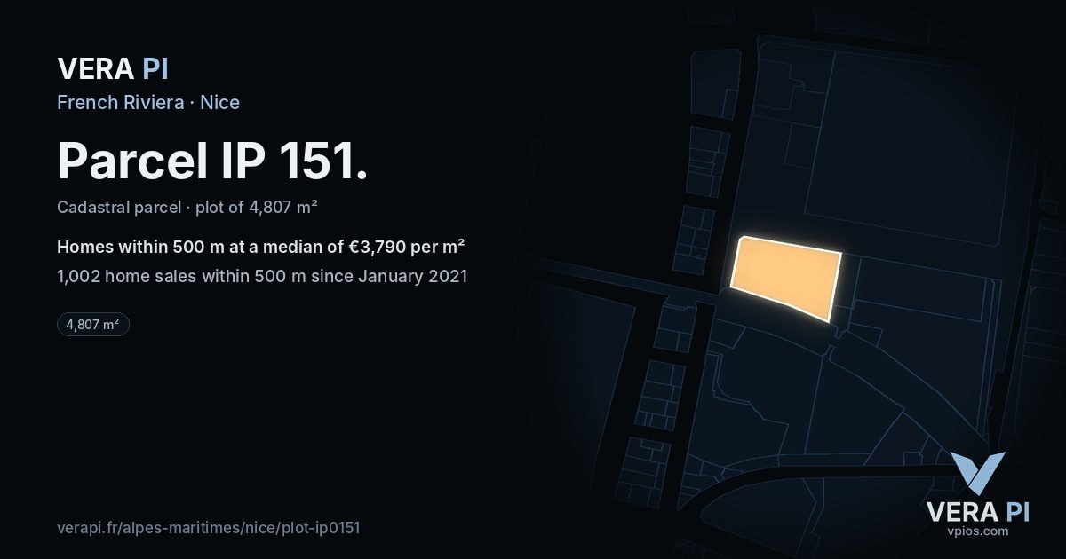 Parcel IP 151, Nice at night – the plot lit, the parcels around coloured by the prices near them