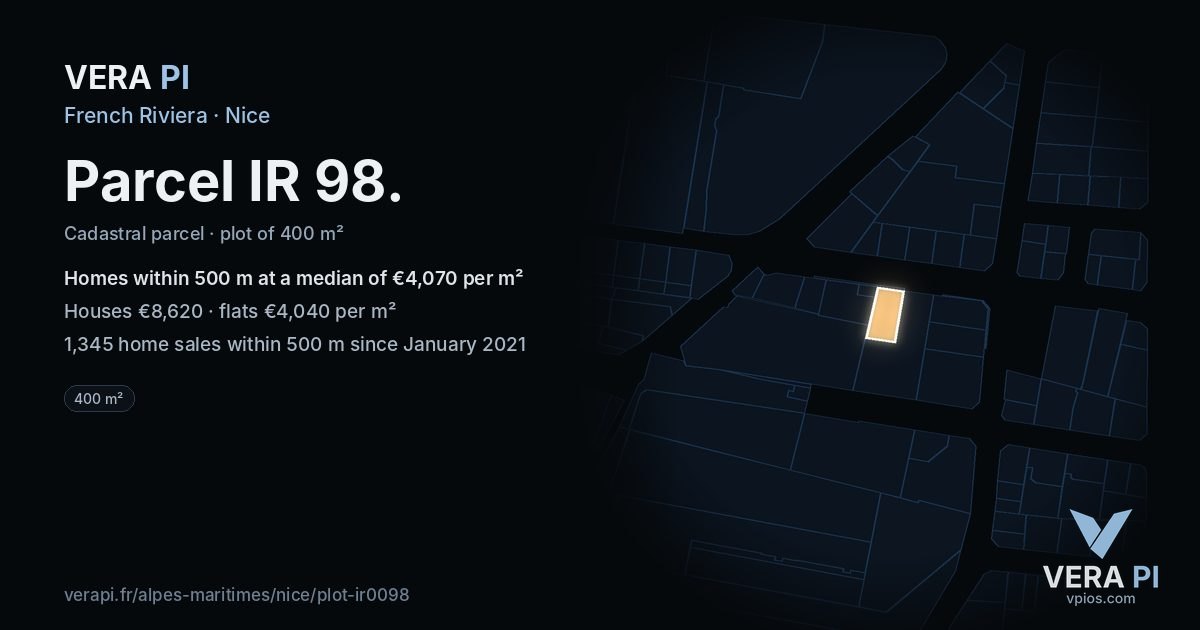 Parcel IR 98, Nice at night – the plot lit, the parcels around coloured by the prices near them