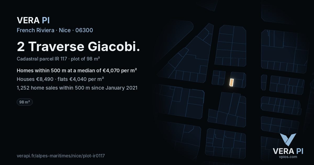 2 Traverse Giacobi, Nice at night – the plot lit, the parcels around coloured by the prices near them