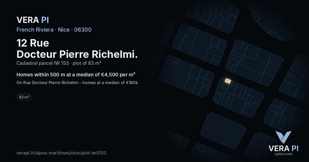 12 Rue Docteur Pierre Richelmi, Nice at night – the plot lit, the parcels around coloured by the prices near them