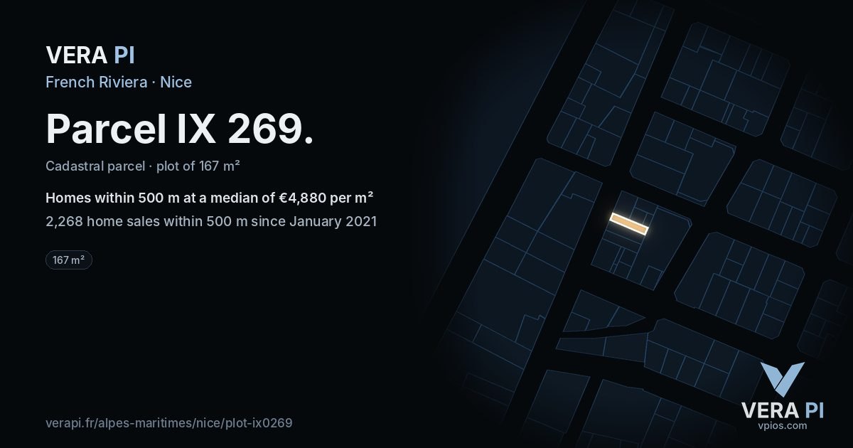 Parcel IX 269, Nice at night – the plot lit, the parcels around coloured by the prices near them