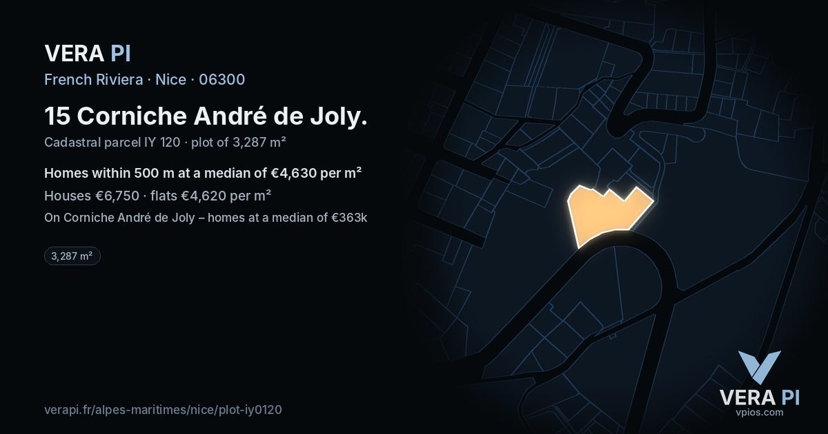 15 Corniche André de Joly, Nice at night – the plot lit, the parcels around coloured by the prices near them