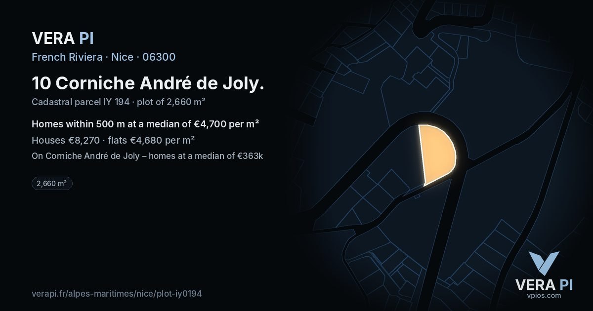 10 Corniche André de Joly, Nice at night – the plot lit, the parcels around coloured by the prices near them